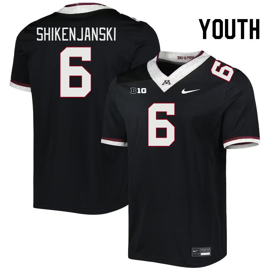 Youth #6 Max Shikenjanski Minnesota Golden Gophers College Football Jerseys Stitched-Black